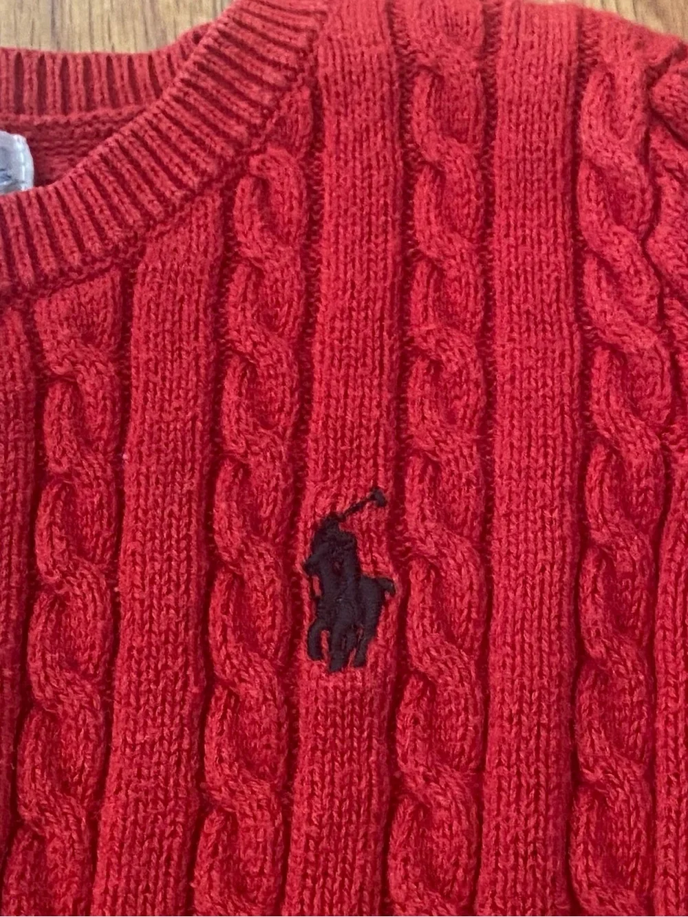 Ralph Lauren Red Mini Cable Knit Button Cardigan for Kids